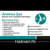 Aneesa Ijaz Speech Therapist Lahore
